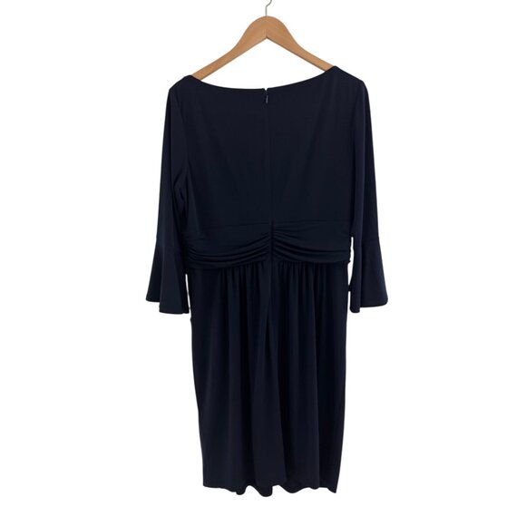 Eliza J Navy Blue Dress Bell Sleeves Pockets Size 16 Career Work Office Plus Sz - Picture 6 of 8